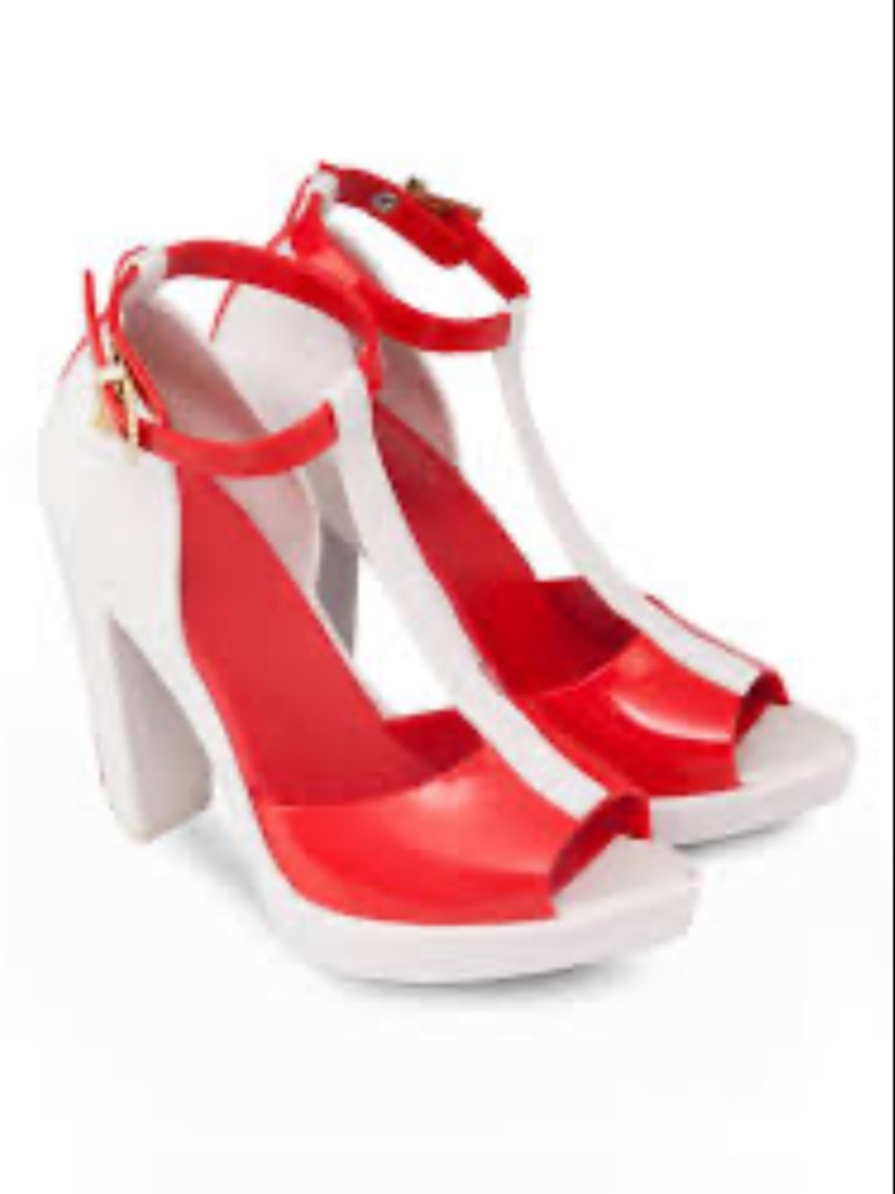 Melissa 2015 BITE ME line.  Red and white t strap - Picture 2 of 12